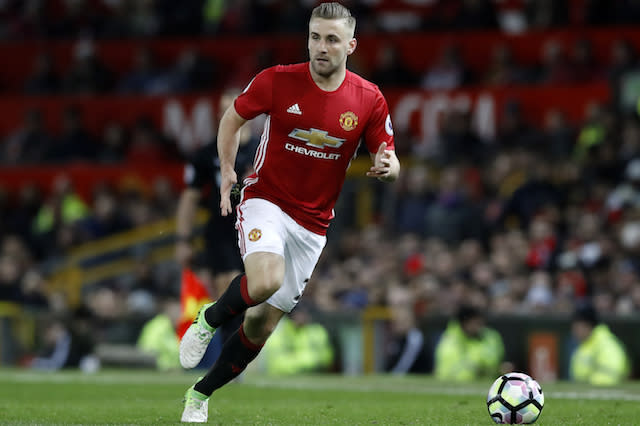 Manchester United's Luke Shaw during the Premier League match at Old Trafford, Manchester.