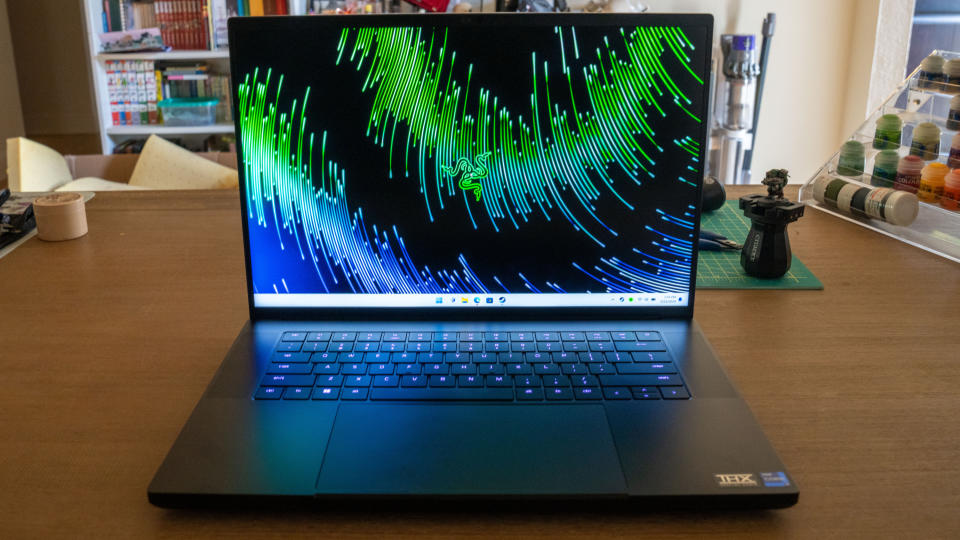 Razer Blade 16 (2023) review unit on desk