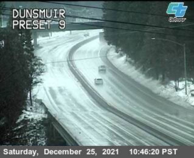 Interstate 5 near Dunsmuir on Saturday morning: Up to 18 inches of snow will fall along I-5 north of Redding into Siskiyou County over the holiday weekend into Monday, the National Weather Service said on Saturday.