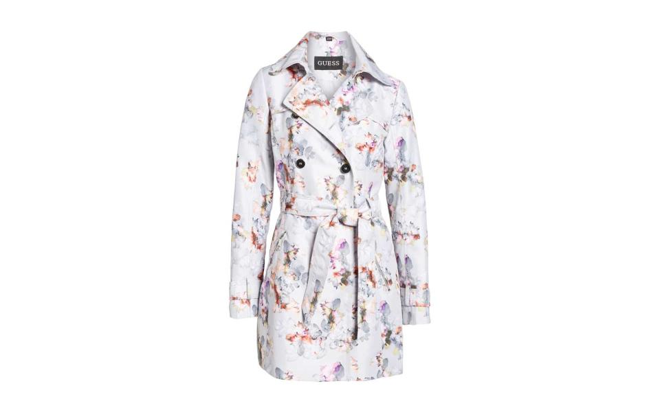 Guess Double-breasted Floral Trench Coat