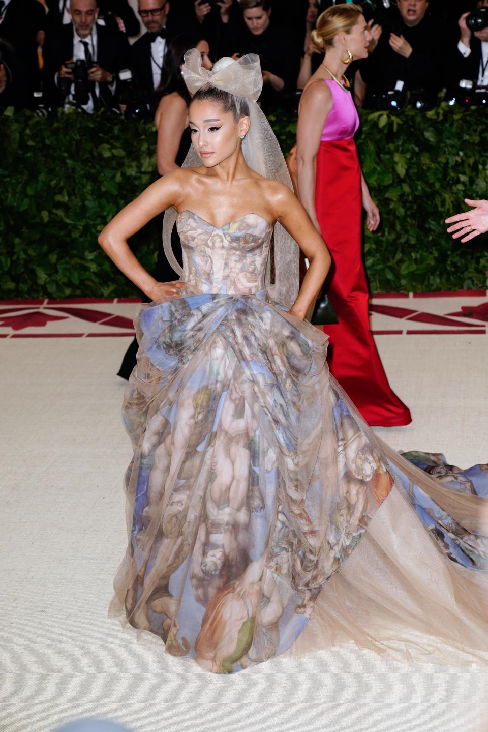 Ariana Grande wears a painting as a dress