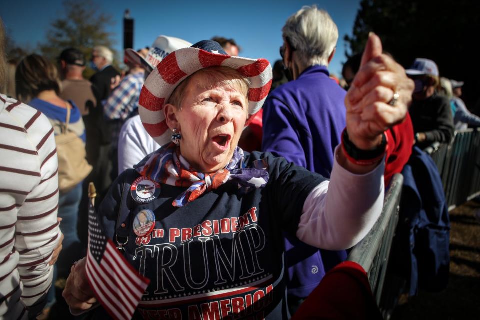 Deloris Franklin attends a rally for Georgia's GOP senators.