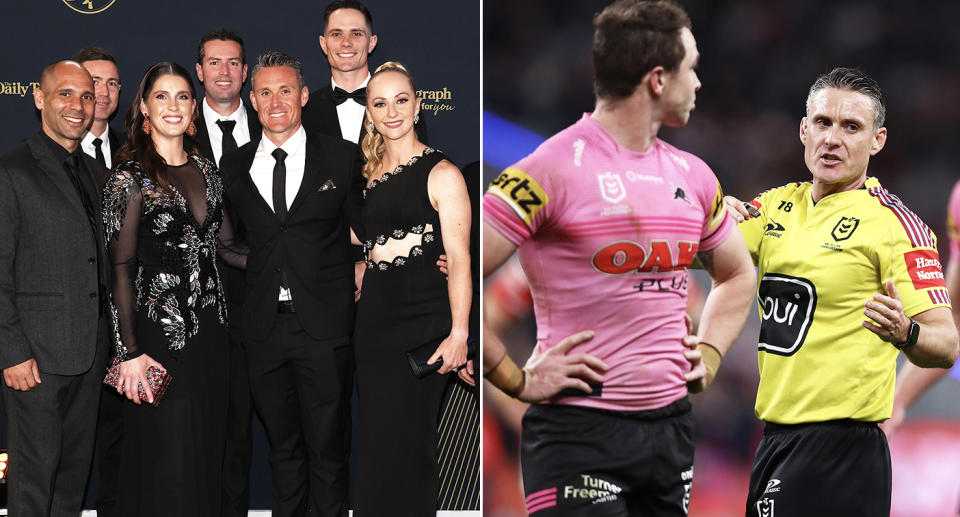 Adam Gee, pictured here alongside fellow NRL referees.