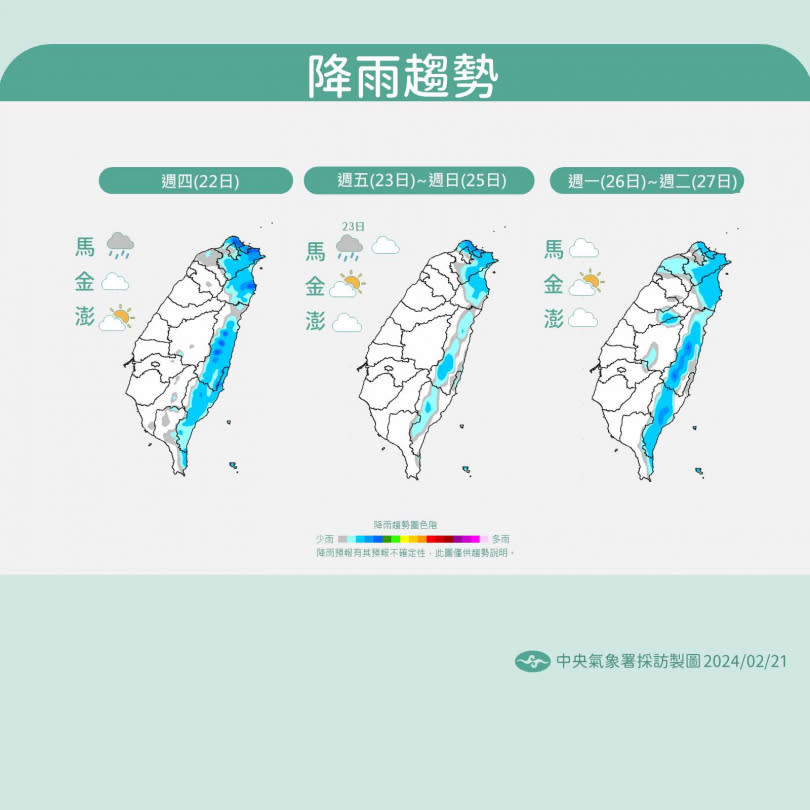 未來一周降雨趨勢。（圖／氣象署）