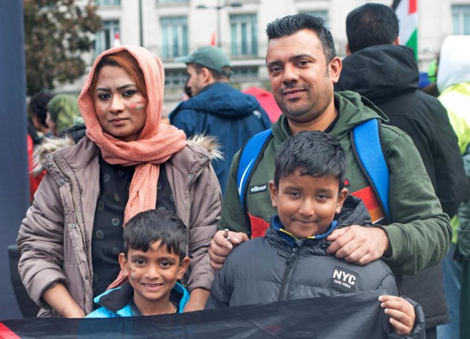 Ruhal Tarafder with his family at the march.