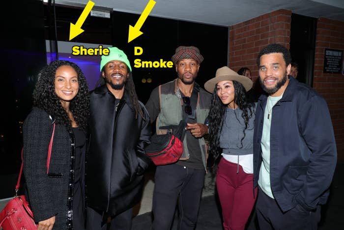 Sherie, D Smoke, Jonathan Majors, Meagan Good, and Michael Ealy at an event