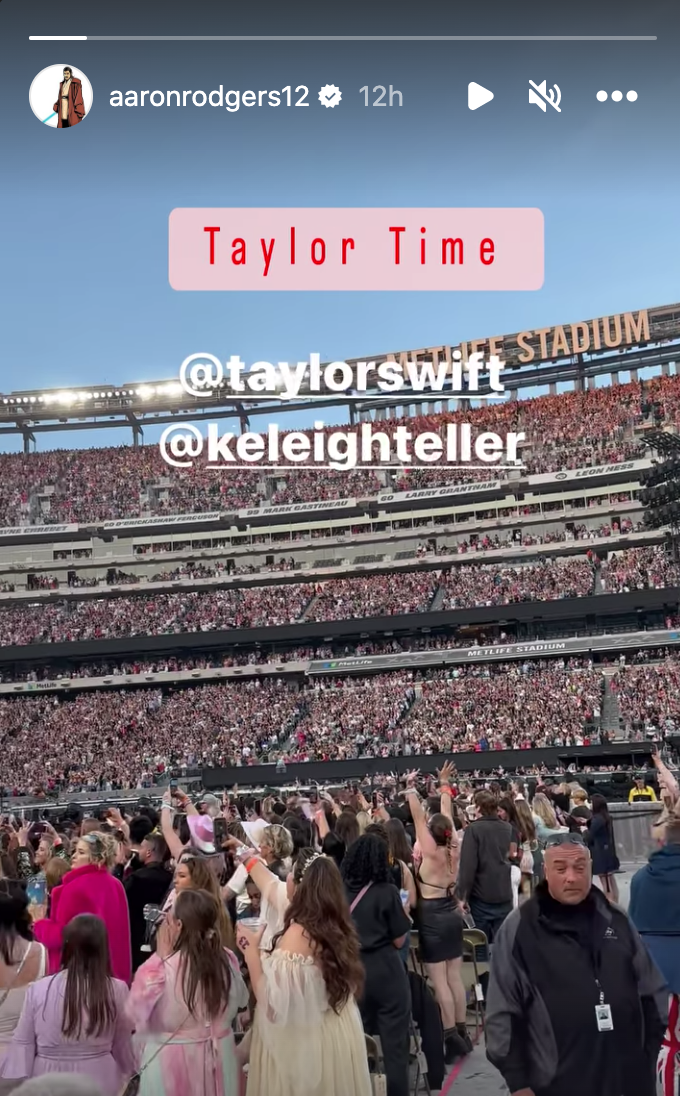 Aaron Rodgers snapped an Instagram Story from his seat at the Taylor Swift concert.  (Instagram/Aaron Rodgers)