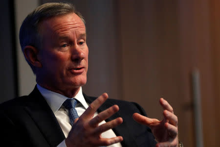 Retired U.S. Navy Admiral William McRaven, the former head of U.S. special operations who oversaw the raid on Osama bin Laden, speaks at a Reuters Newsmakers event in New York City, New York, U.S., May 22, 2019. REUTERS/Mike Segar