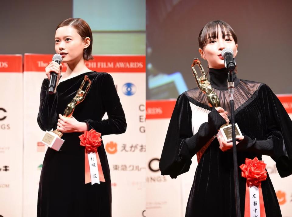 杉咲花（左圖）和廣瀨鈴分別獲得最佳女主角和女配角獎。（翻攝自natalie）