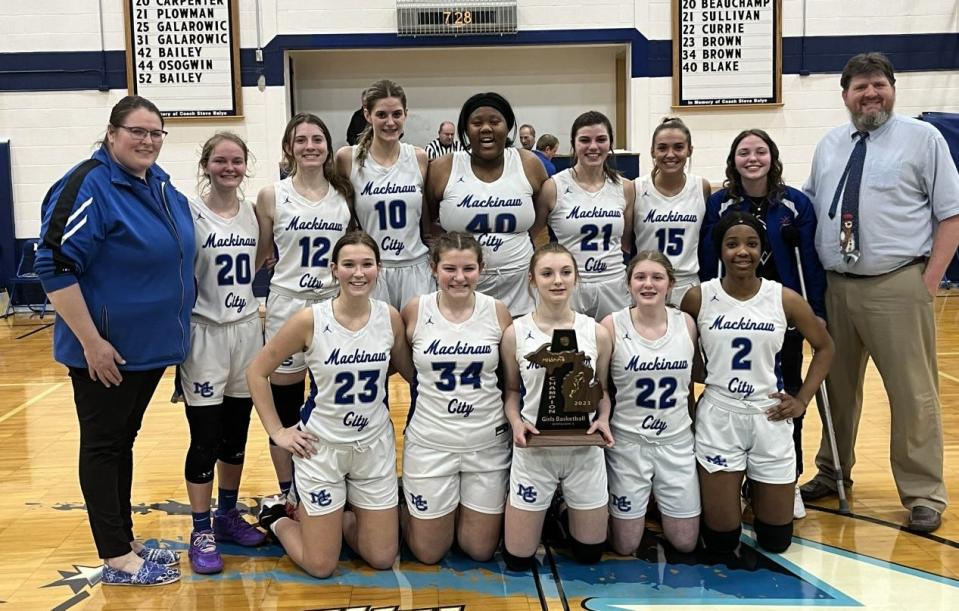 The Mackinaw City girls basketball team captured its fourth district title in five seasons after beating Cedarville at home on Friday night.