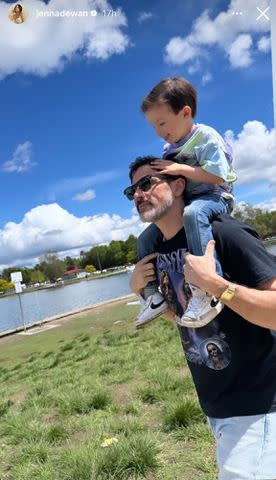 <p>Jenna Dewan/Instagram</p> Steve Kazee and son Callum