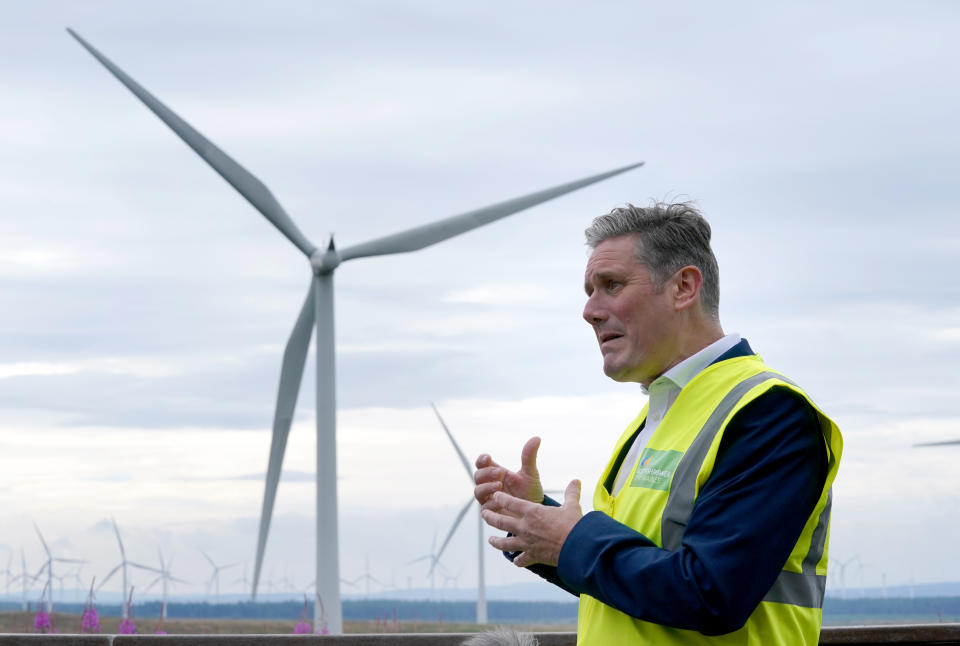 <p>Labour leader Sir Keir Starmer during a visit to Whitelees windfarm, Eaglesham, as he continues his visit to Scotland. Picture date: Thursday August 5, 2021.</p>
