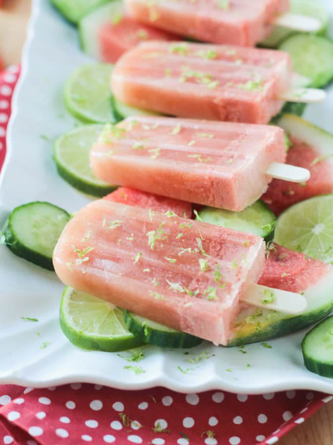 Watermelon Popsicles With Cucumber And Lime
