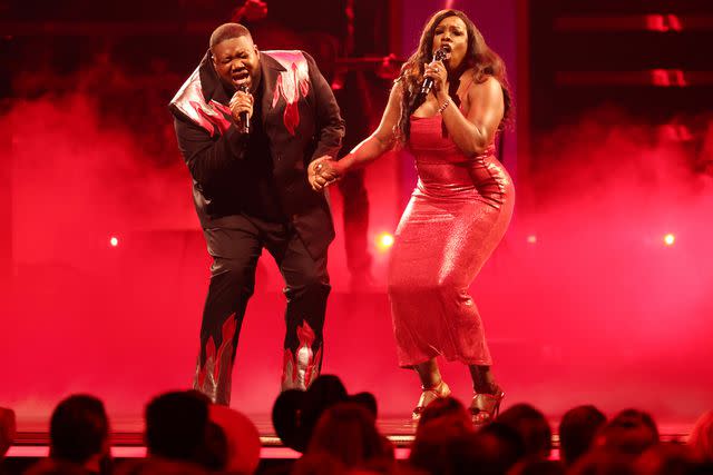 <p>Christopher Polk/Variety via Getty</p> The War and Treaty performing at the CMA Awards in November 2023