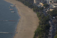 Scenes from above show a quiet Pattaya beach, normally packed with tourists, in Pattaya, Thailand on March 11, 2020. Tourist arrivals have plunged more than 50% and are expected to continue for months ahead in Thailand. (Photo by Paula Bronstein/Getty Images)