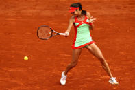 PARIS, FRANCE - JUNE 01: Ana Ivanovic of Serbia returns during her women's singles third round match against Sara Errani of Italy during day six of the French Open at Roland Garros on June 1, 2012 in Paris, France. (Photo by Matthew Stockman/Getty Images)