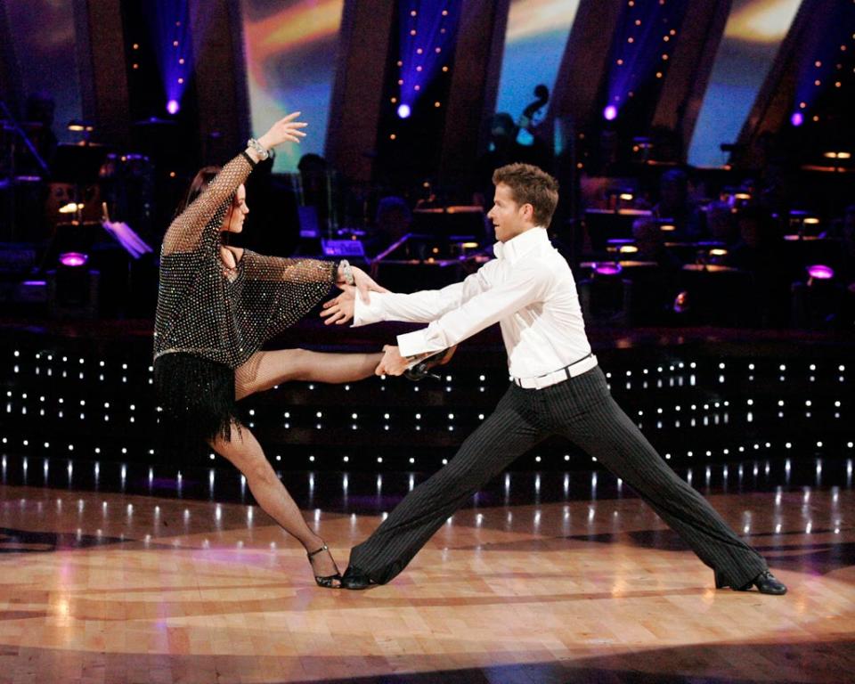 Priscilla Presley and Louis Van Amstel perform a dance on the sixth season of Dancing with the Stars.