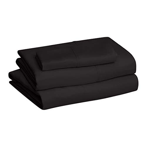 Amazon Basics Microfiber Sheet Set, Twin, Black