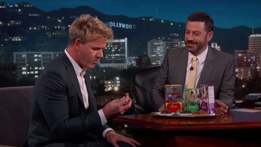 Ramsay digs in. Source: Jimmy Kimmel Live
