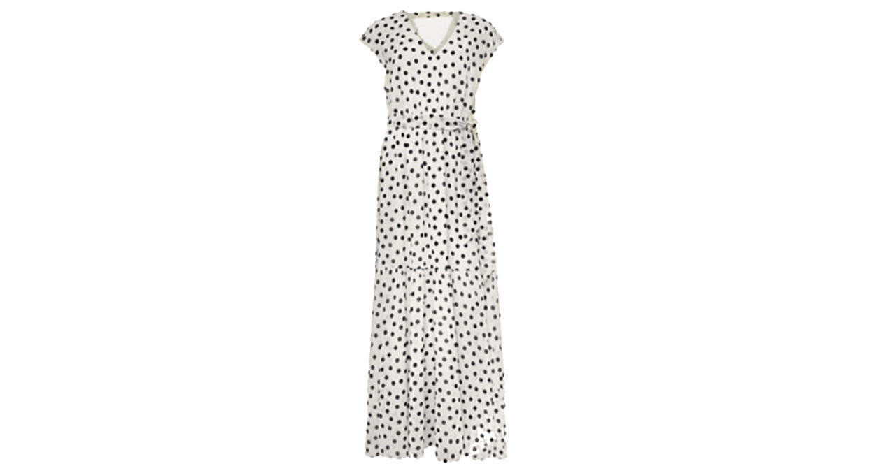 PHASE EIGHT Polka Dot V-Neck Maxi Tiered Dress