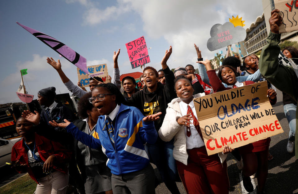 Young activists march as part of the Global Climate Strike of the movement Fridays for Future, in Cape Town, South Africa September 20, 2019. (Photo: Mike Hutchings/Reuters)