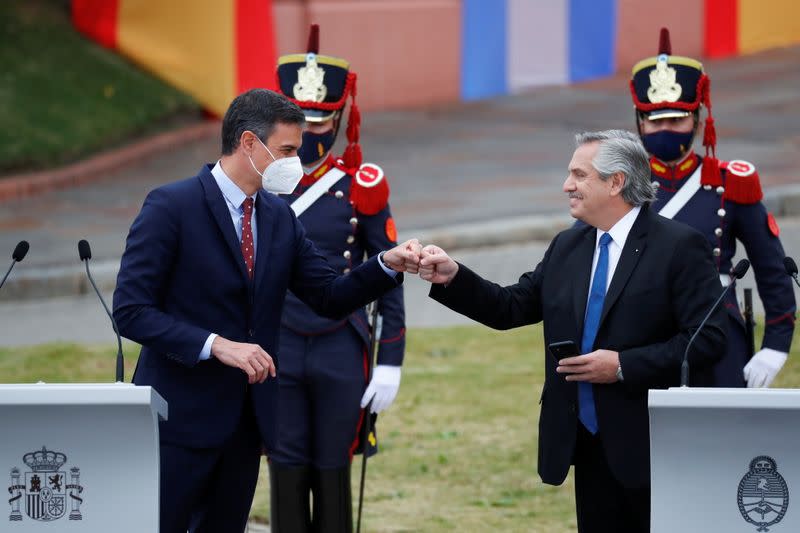 Argentina's President Fernandez and Spain's Prime Minister Sanchez hold a news conference in Buenos Aires