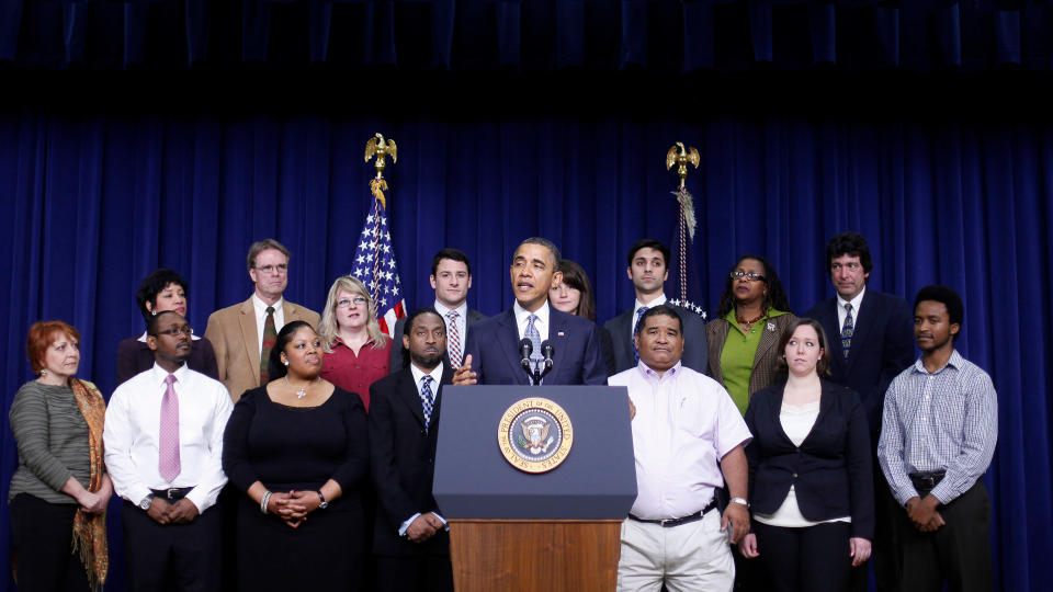 Barack Obama President Barack Obama speaks to continue to push Congress to act to extend the payroll tax cut and unemployment insurance through the end of the year, in the Old Executive Office building on the White House complex in WashingtonObama Payroll Tax, Washington, USA.