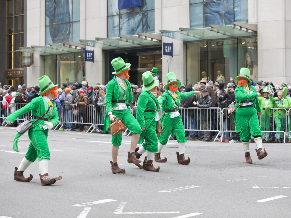 New York City, NY, USA - March 17, 2014: Participants at the annual St. Patrick's Day Parade that takes place on 5th Avenue in New York City. The parade is a celebration of Irish heritage in America and is the largest in the world.
