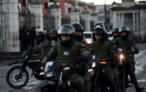 Security was tight on inuaugration day in Guatemala City's historical center, with army personnel on patrol