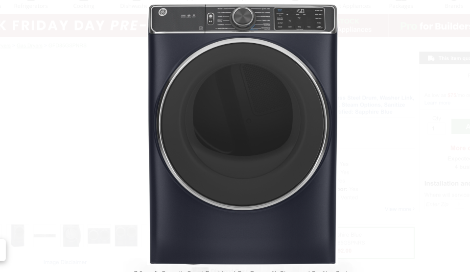 <p><strong>GE Appliances</strong></p><p>ajmadison.com</p><p><strong>$1192.00</strong></p><p>Our Cleaning experts were immediately drawn to the stylish design of this sleek machine — and it proved a winner in our performance evaluations too. <strong>During our Cleaning Lab assessments, this <a href="https://www.goodhousekeeping.com/institute/about-the-institute/a22148/about-good-housekeeping-seal/" rel="nofollow noopener" target="_blank" data-ylk="slk:GH Seal star;elm:context_link;itc:0;sec:content-canvas" class="link ">GH Seal star</a> demonstrated stellar drying power for clothing and towels.</strong> Choose from cycles designed to steam out wrinkles, reduce static, sanitize with heat and time, dry small loads in as little as 23 minutes and more.</p><p>Plus it's loaded with smart technology and features that allow you to check or control it from anywhere using your mobile device. It can even be linked to the washer, so once you connect them, the dryer automatically selects the correct cycle for the load that's coming its way! During Lab tests, we found this feature a cinch to use. Simply download the app and sync the washer and dryer. We ran a normal load in the washer and when it was done, the dryer automatically selected the normal dry cycle. All we had to do was load and press start.</p>