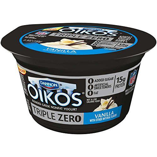 3) Oikos Triple Zero Vanilla Greek Yogurt