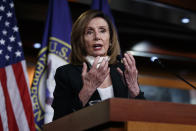 House Speaker Nancy Pelosi of Calif., speaks during a news conference on Capitol Hill in Washington, Thursday, May 28, 2020. (AP Photo/Carolyn Kaster)