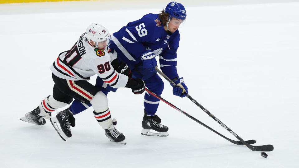 Tyler Bertuzzi brings an unpredictable element to the Maple Leafs' lineup. (Gavin Napier/Icon Sportswire via Getty Images)
