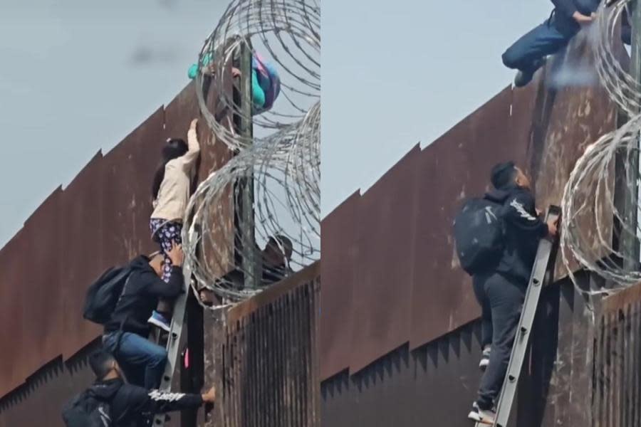 ¡Increíble! Captan momento en el que familia cruza el muro fronterizo en Tijuana