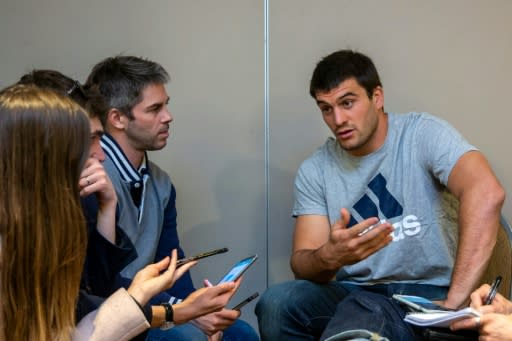 Kelian Galletier speaks at a press conference as the French rugby team prepares for their second Rugby union Test match against New Zealand, in Auckland, on June 14, 2018