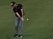 Viktor Hovland, of Norway, chips onto the 7th green during the second round of the Hero World Challenge PGA Tour at the Albany Golf Club in New Providence, Bahamas, Friday, Dec. 2, 2022. (AP Photo/Fernando Llano)