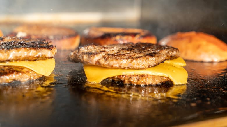 burgers on a griddle