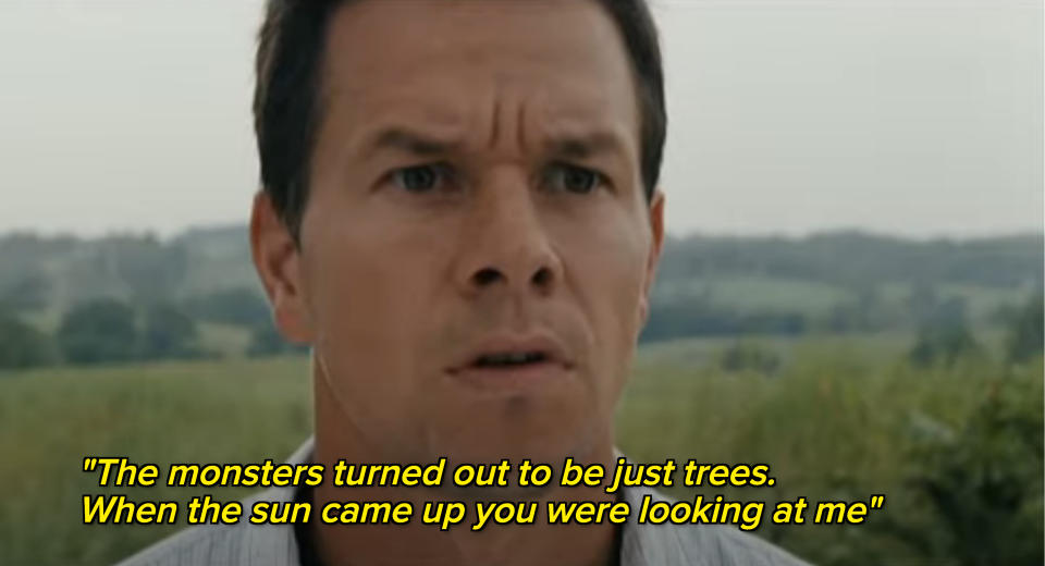 mark walberg in the happening with taylor swift lyrics "The monsters turned out to be just trees.  When the sun came up you were looking at me"