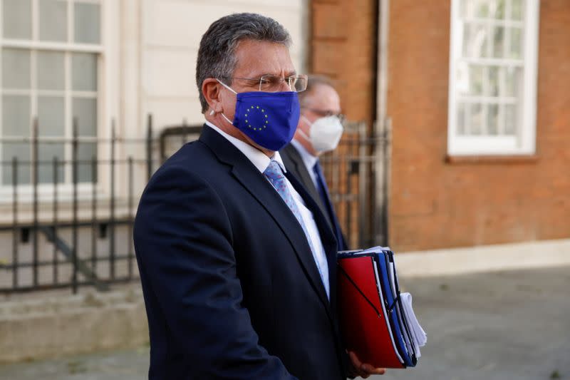 European Commission Vice-President Maros Sefcovic leaves Europe House in London