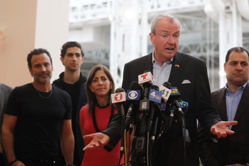 American Dream CEO Don Ghermezian and Tammy Murphy with Gov. Phil Murphy and Sen. Paul Sarlo on opening day for Nickelodeon Universe at American Dream, a retail mall and entertainment park in East Rutherford, N.J., Friday, Oct. 25, 2019.