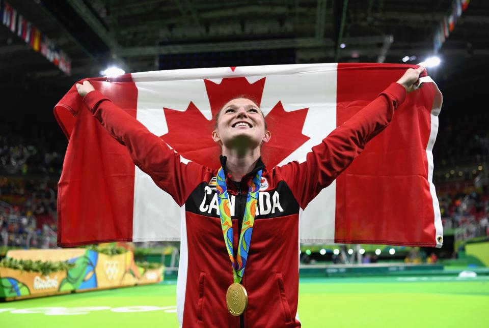 <p>Four years after winning the gold medal in London, Rosie MacLennan made Canada proud once again with her second straight gold medal in women’s trampoline. The King City, Ont., native became the first Canadian summer athlete to ever defend an Olympic title in an individual event.Click <a rel="nofollow" href="https://ca.sports.yahoo.com/news/rosie-maclennan-trampoline-gold-highlights-212615079.html" data-ylk="slk:here;elm:context_link;itc:0;sec:content-canvas;outcm:mb_qualified_link;_E:mb_qualified_link;ct:story;" class="link  yahoo-link">here</a> to read more. </p>