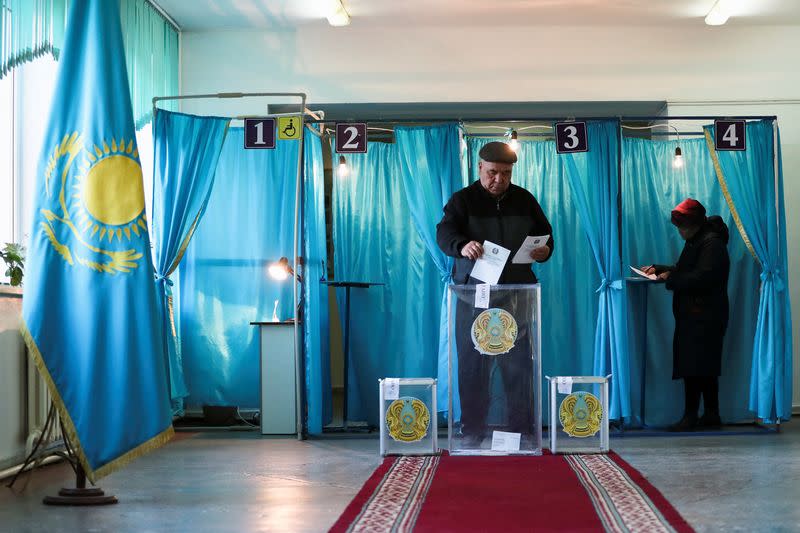 People vote during Kazakhstan's parliamentary election