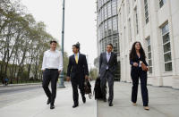 Aaron Davidson (2nd R), former president of the Miami-based unit of Brazilian sports marketing conglomerate Traffic Group, departs the Brooklyn Federal Courthouse after entering a guilty plea in the Brooklyn Borough of New York, U.S.,October 20, 2016. REUTERS/Lucas Jackson