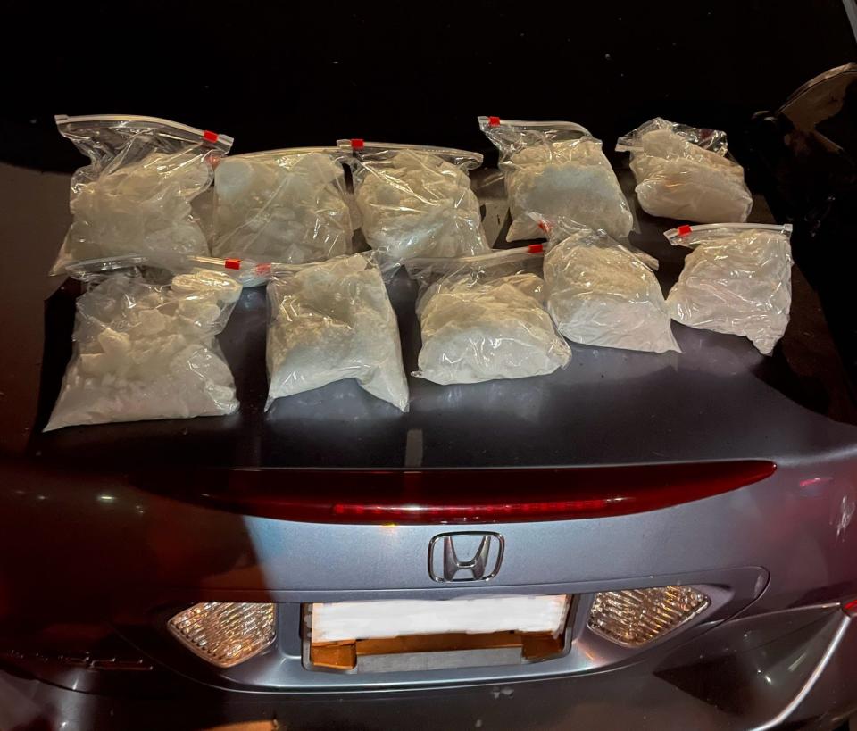 Oxnard police seized about 10 pounds of suspected methamphetamine in an arrest on June 27, 2024.