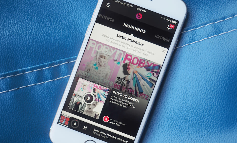 Beats Music app on an iPhone