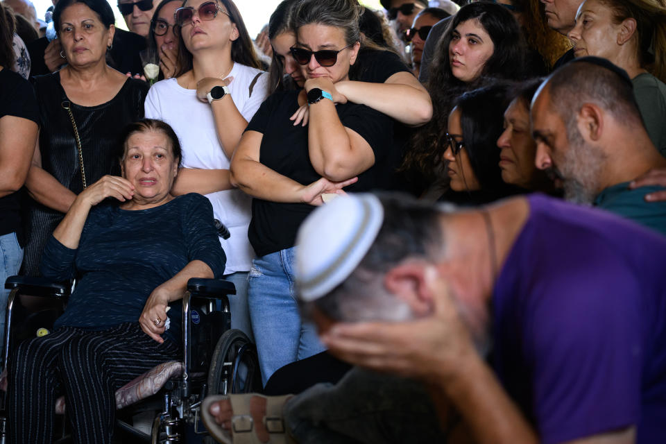 Friends and family members attend the funeral on Tuesday of Shiraz Tamam, who was killed by Hamas at the Nova music festival on Oct. 7.