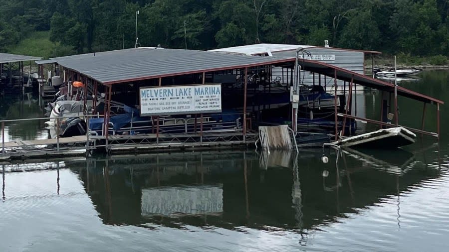 A storm damaged Melvern Lake Marina on June 28, 2024. (Courtesy Melvern Lake Marina)