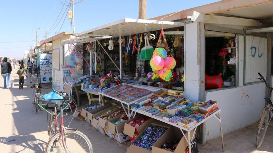 Negocio en el campo de refugiados de Zaatari.