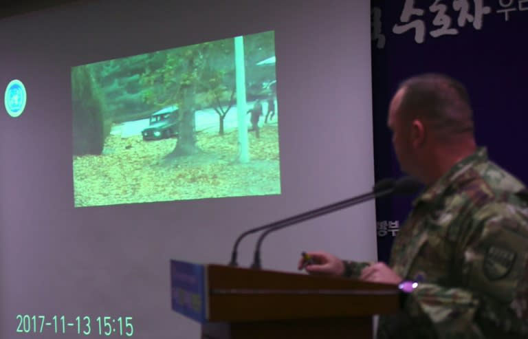 UN Command spokesman Colonel Chad Carroll showed surveillance footage of the dramatic defection