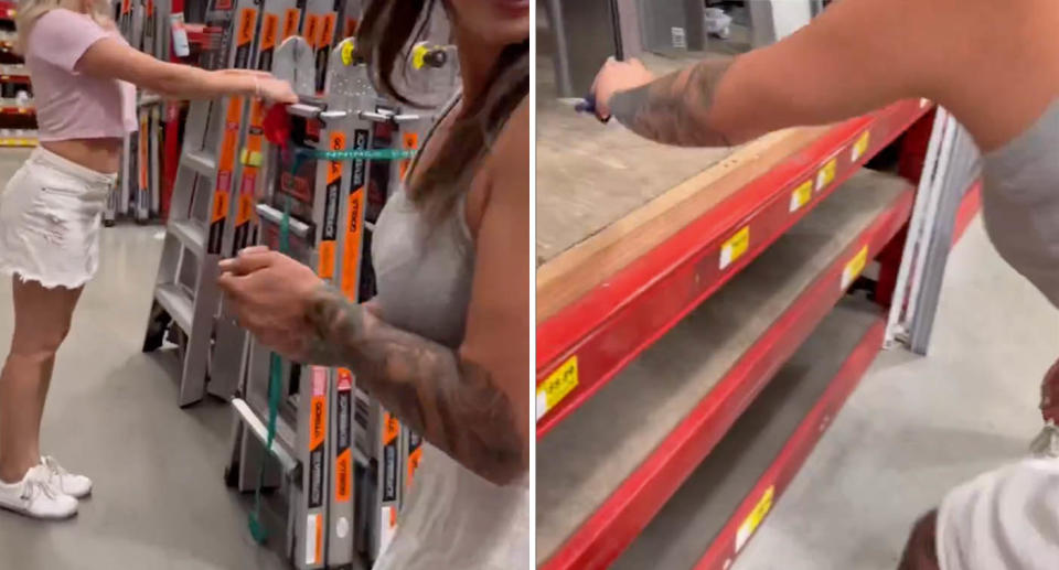 The pair filmed themselves placing the underwear in an aisle, but Kelly denies they were left. Source: Instagram